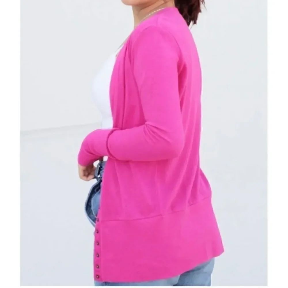 Magenta Button Cardigan - Picture 2 of 7